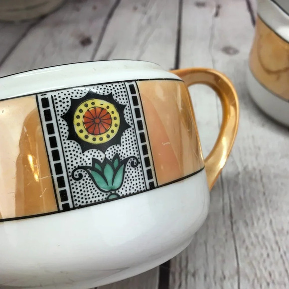 vintage noritake hand painted cream and sugar set - Picture 6 of 8